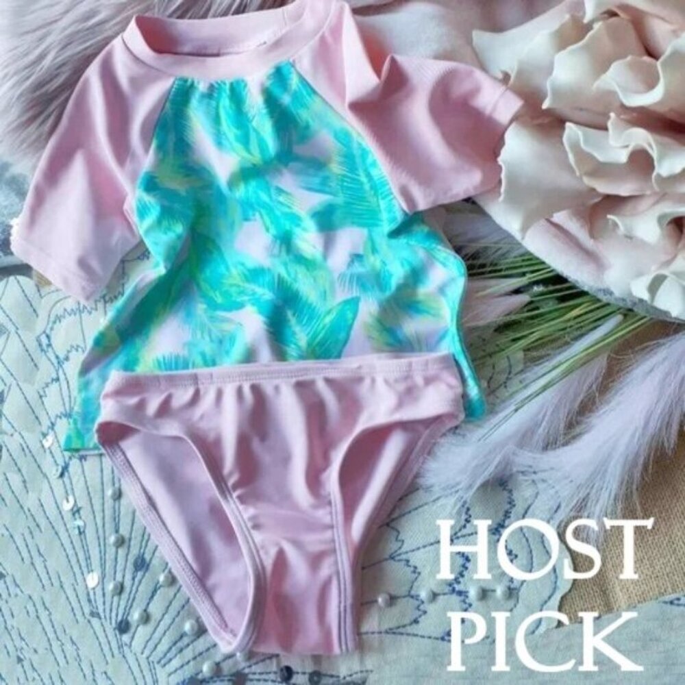 NWT Floatimini pink & blue 2 piece rashguard set
